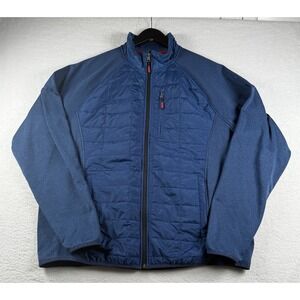 Orvis Mixed Media Quilted Classic Collection‎ Full Zip Blue Jacket Men's XL